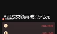 A股成交額再破2萬億元 農(nóng)業(yè)、航空板塊漲幅居前